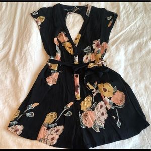 Urban Outfitters, Black Floral Print Romper